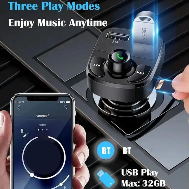 Bluetooth FM Transmitter Car Kit with 3.1A Dual USB & Hands-Free - Carmodza.com