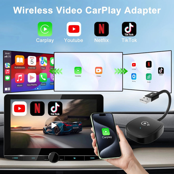Wireless CarPlay Video Streaming Adapter with Netflix & YouTube - Carmodza.com