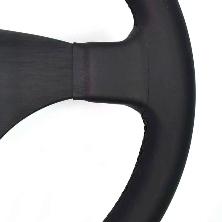 Universal Racing Steering Wheel 330mm Deep Dish Leather - Carmodza.com