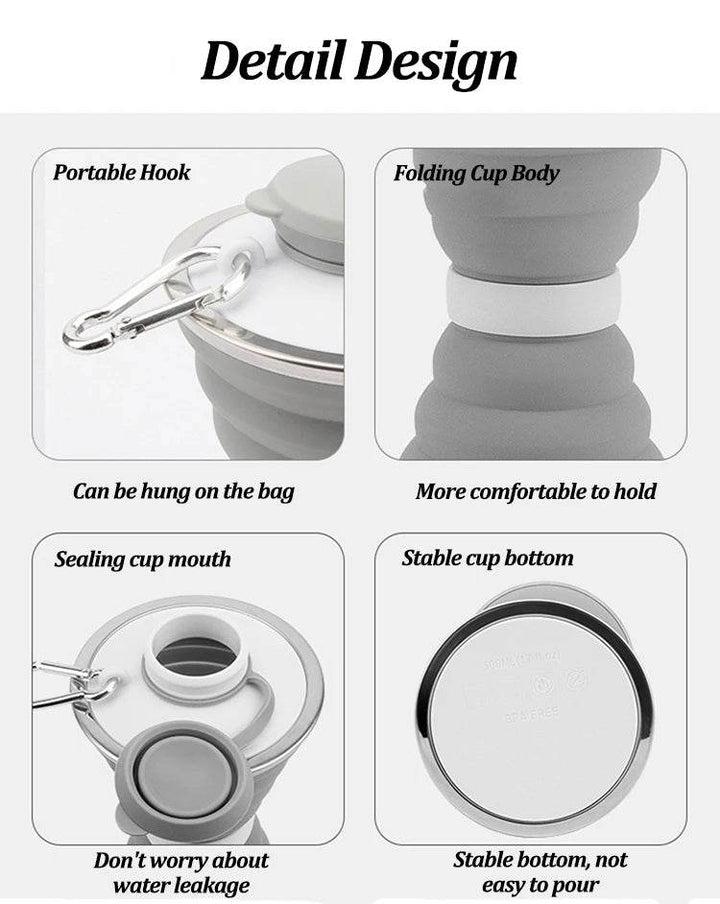 Foldable Car Travel Water Bottle - 500ml Portable Silicone - Carmodza.com