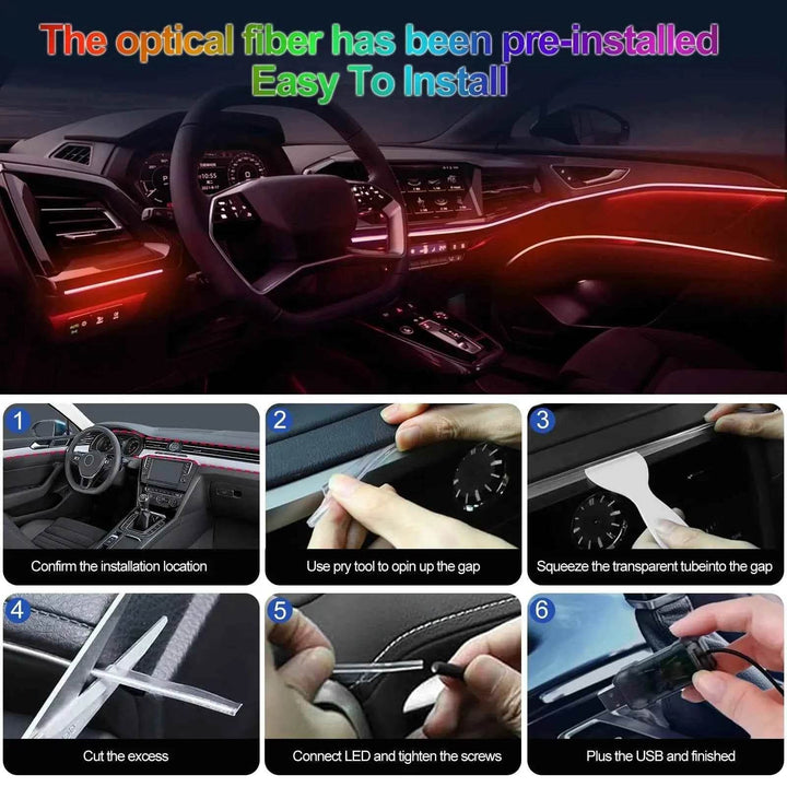 Car Interior Ambient Lighting Kit - USB Music Sync LED Strip Lights - Carmodza.com