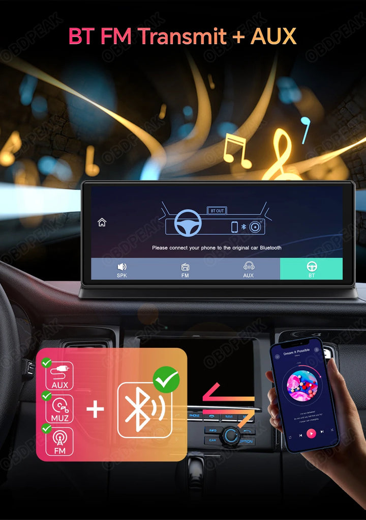 4K Wireless Carplay Android Auto Car DVR Dash Cam - Carmodza.com