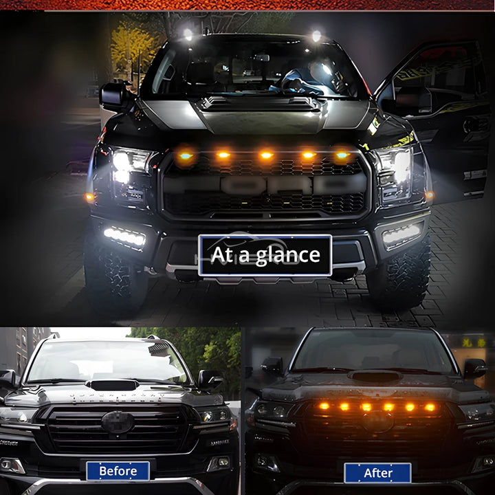 Universal Amber Grille LED Lights for Trucks & Cars (4-Pack) - Carmodza.com