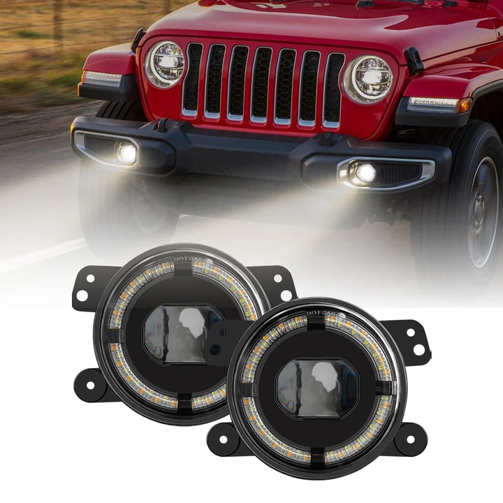 Jeep Wrangler Angel Eye Fog Lights | Dual Color Halo DRL - Carmodza.com