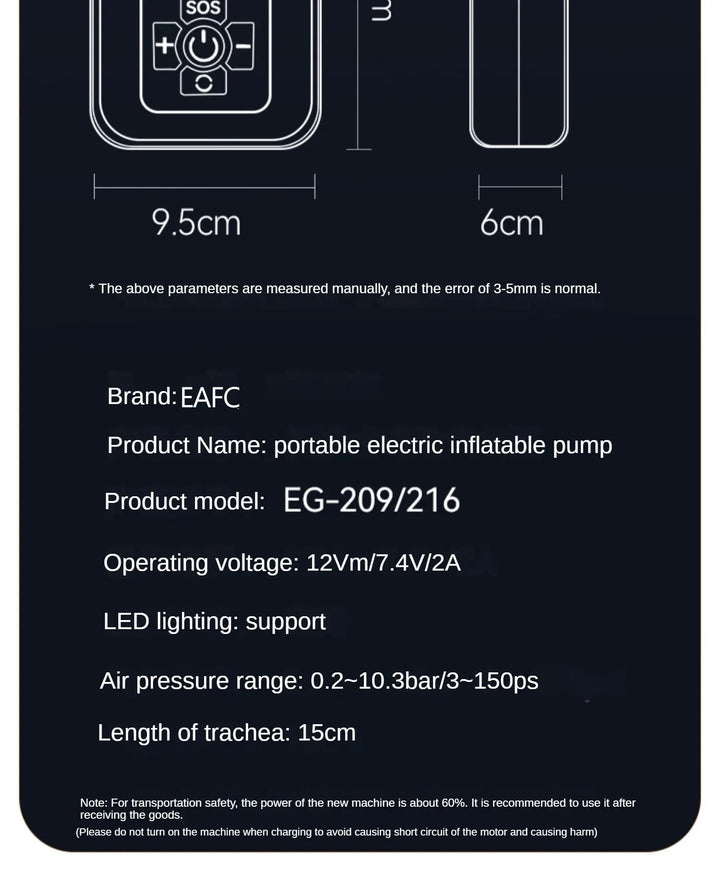Wireless Portable Car Air Pump | 150PSI Rechargeable Inflator - Carmodza.com