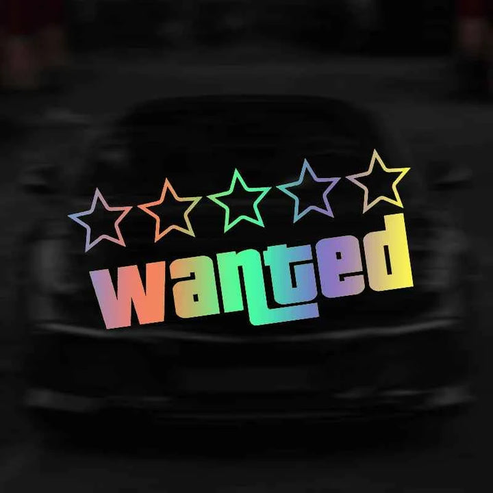Wanted Pentagram Car Sticker | 5-Star Vinyl Decal for Car