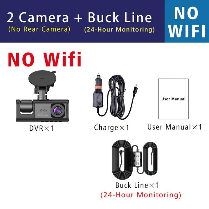 3-Channel WiFi Dash Cam 1080p with Interior & Rear Camera - Carmodza.com