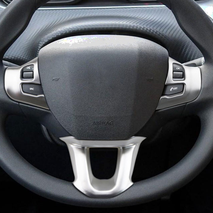Peugeot 208 2008-2018 Steering Wheel Trim Cover - Glossy Silver ABS - Carmodza.com