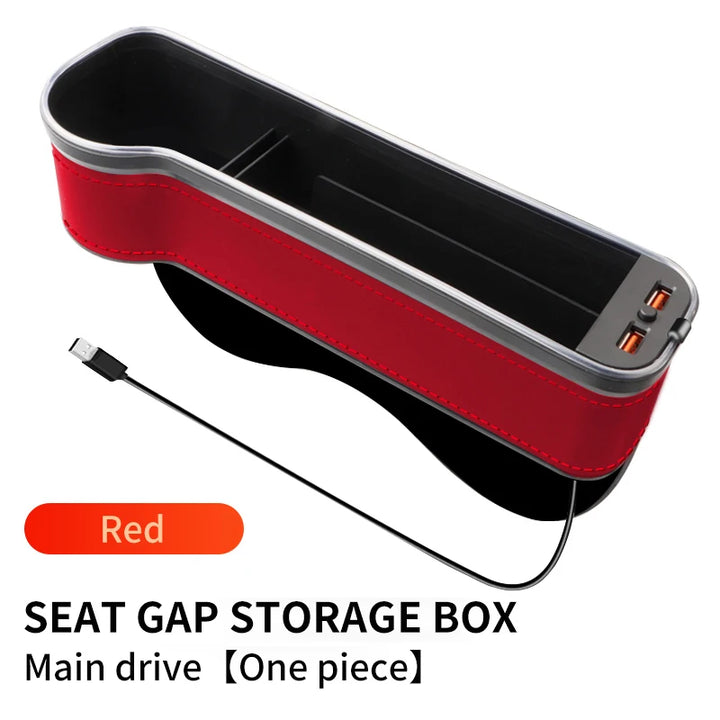 LED Car Seat Gap Organizer with USB, Cup Holder & 7-Color Light - Carmodza.com