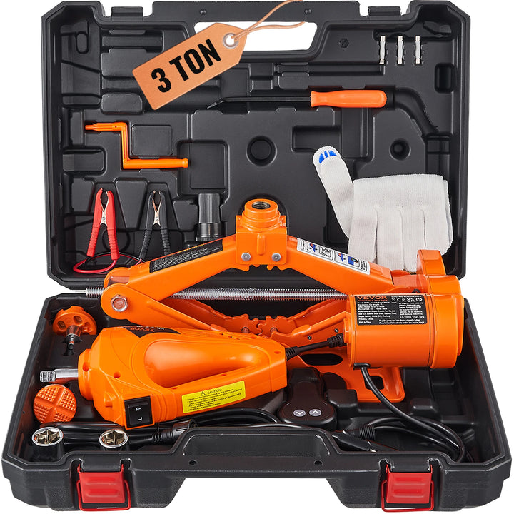 Electric Car Jack 3 Ton Kit with Impact Wrench 12V Portable - Carmodza.com