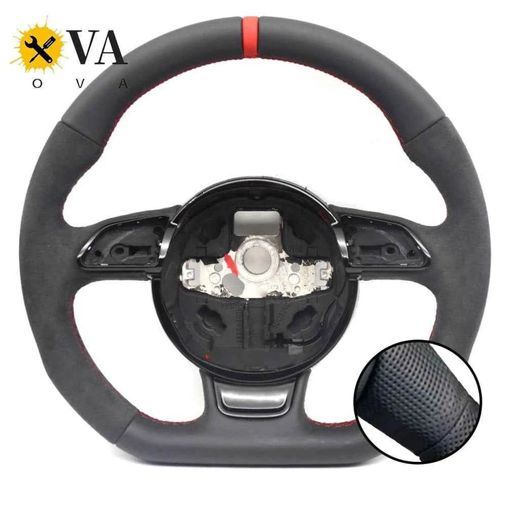 Audi Sport Flat Bottom Steering Wheel | Suede & Leather Grip - Carmodza.com