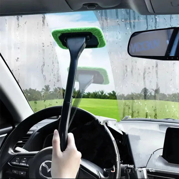 Car Windshield Cleaning Tool with Long Handle & Microfiber Pad - Carmodza.com