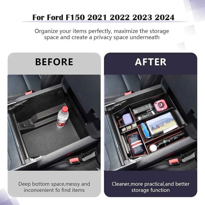 Ford F150 Center Console Organizer Tray for 2021-2025 Models - Carmodza.com