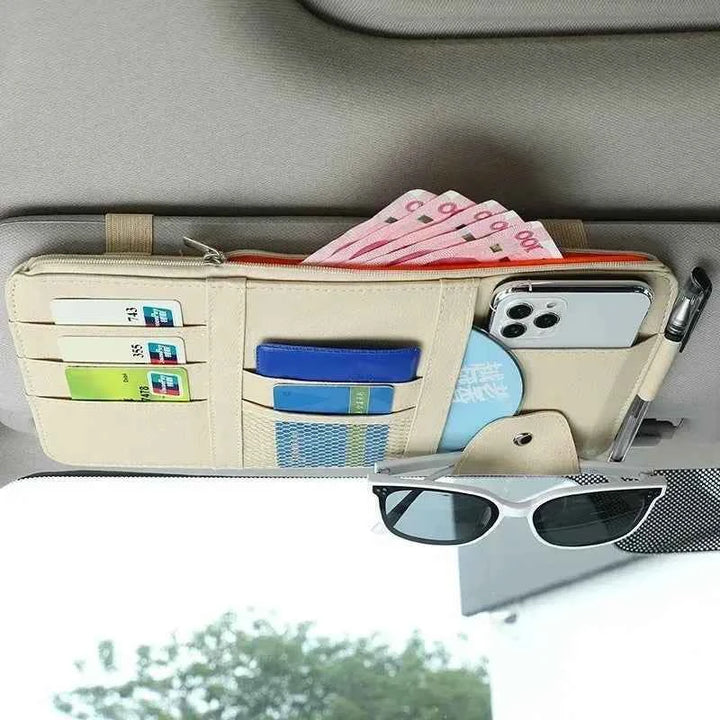 Car Sun Visor Organizer Multi-Pocket Organizer – PU Leather Storage - Carmodza.com