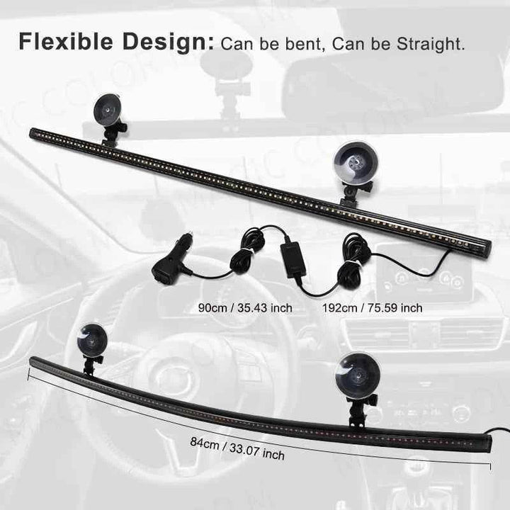 Emergency Windshield Strobe Light Bar with 96 LEDs for Cars & Trucks - Carmodza.com