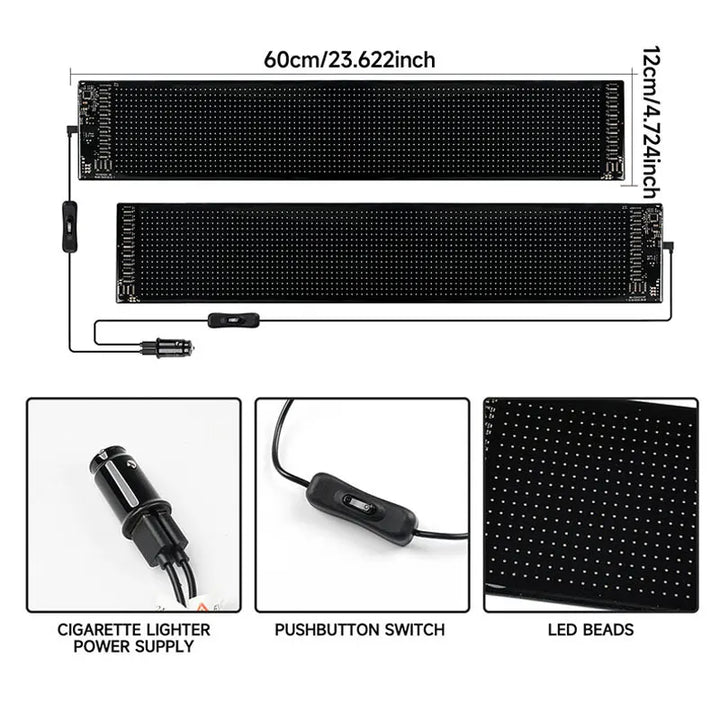 LED Pixel Panel Light for Car Windshield – Remote & APP Control - Carmodza.com