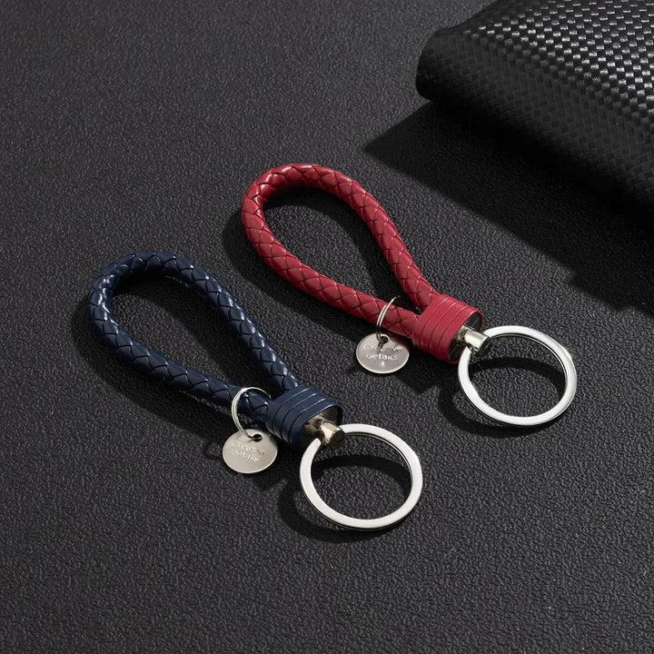 Braided Leather Car Keychain | Stylish Woven Rope Keyring - Carmodza.com