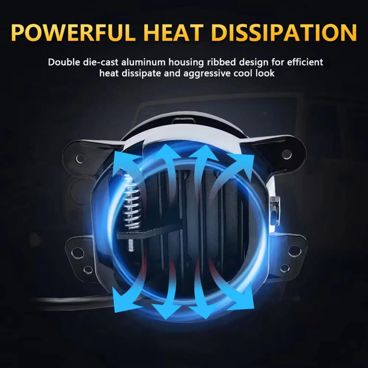 Wrangler LED Fog Lights with Halo DRL & Turn Signal - Carmodza.com