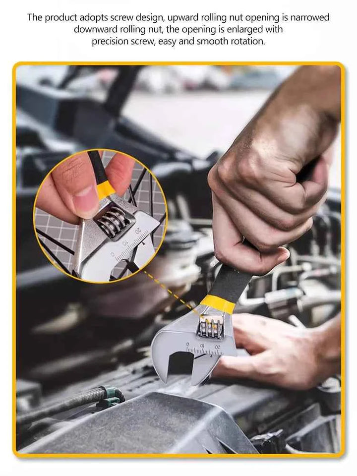 Deli Adjustable Wrench Large Opening long Handle Universal Spanner Carbon Steel Mechanical Workshop Hand Car Repair Tools