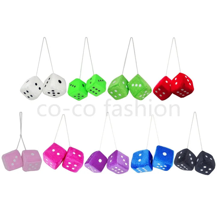 Dice Car Pendant: Velvet Plush Hanging Ornament New Year Gift - Carmodza.com