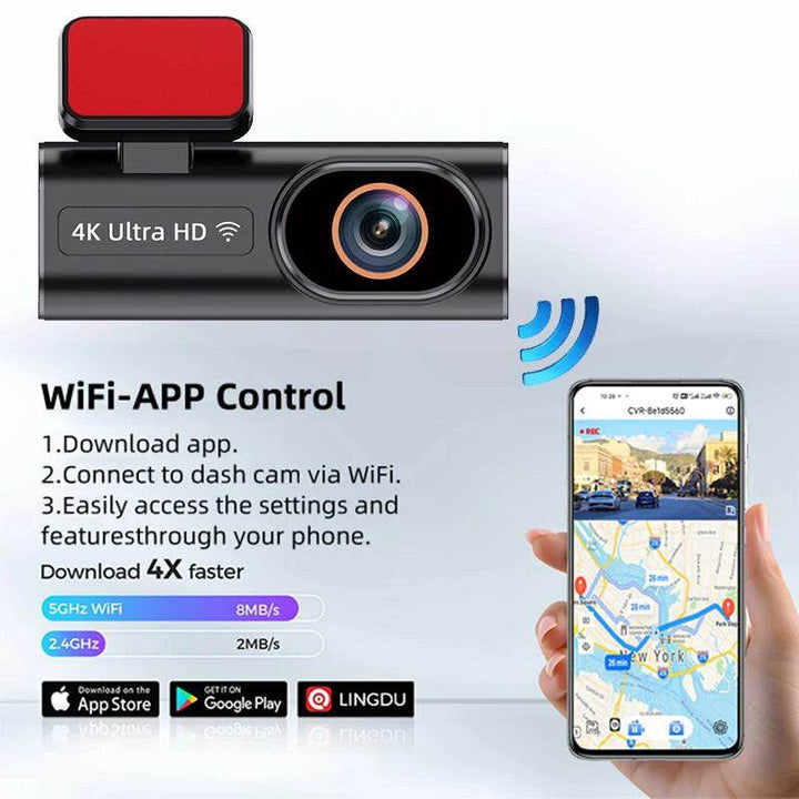 4K WiFi GPS Dash Cam with App Control & Night Vision - Carmodza.com