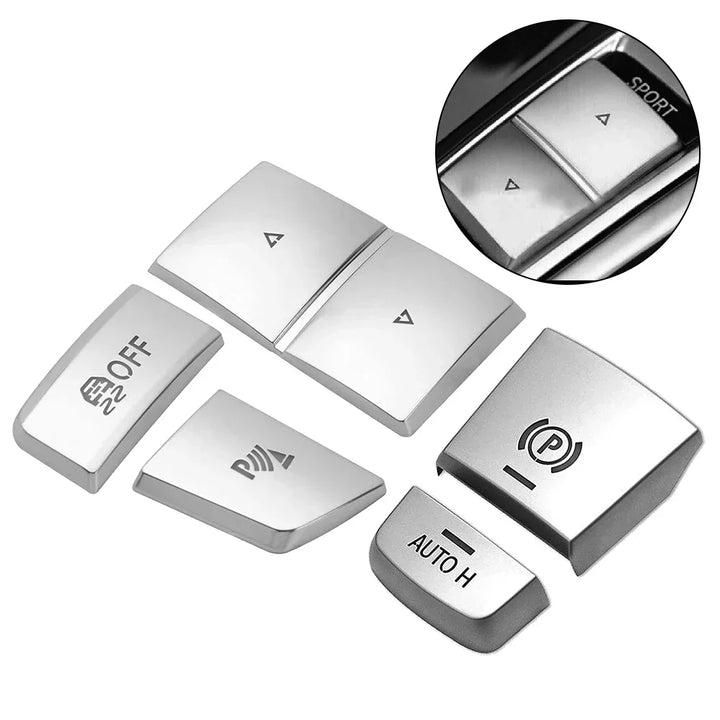 BMW Interior Switch Button Covers | Premium Silver ABS Trim Set - Carmodza.com