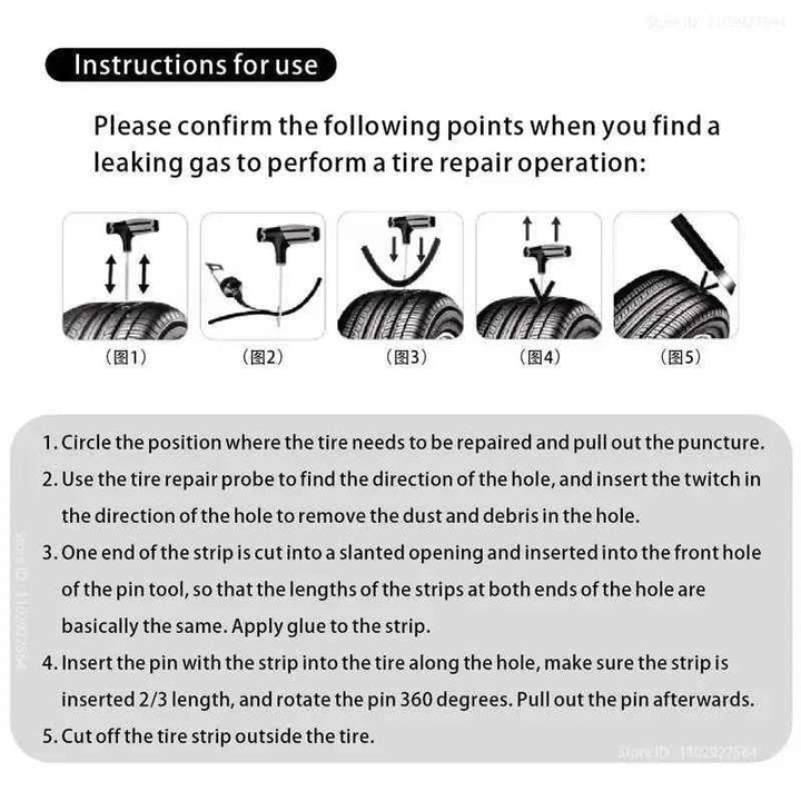 Car Tire Repair Emergency Kit | Puncture Plug Tools - Carmodza.com