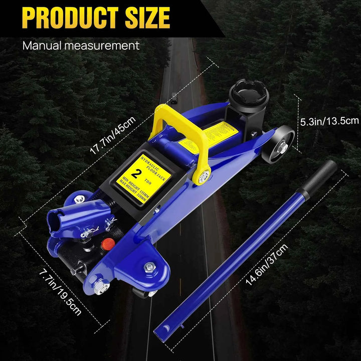 2 Ton Hydraulic Trolley Jack - Steel Car Lifter