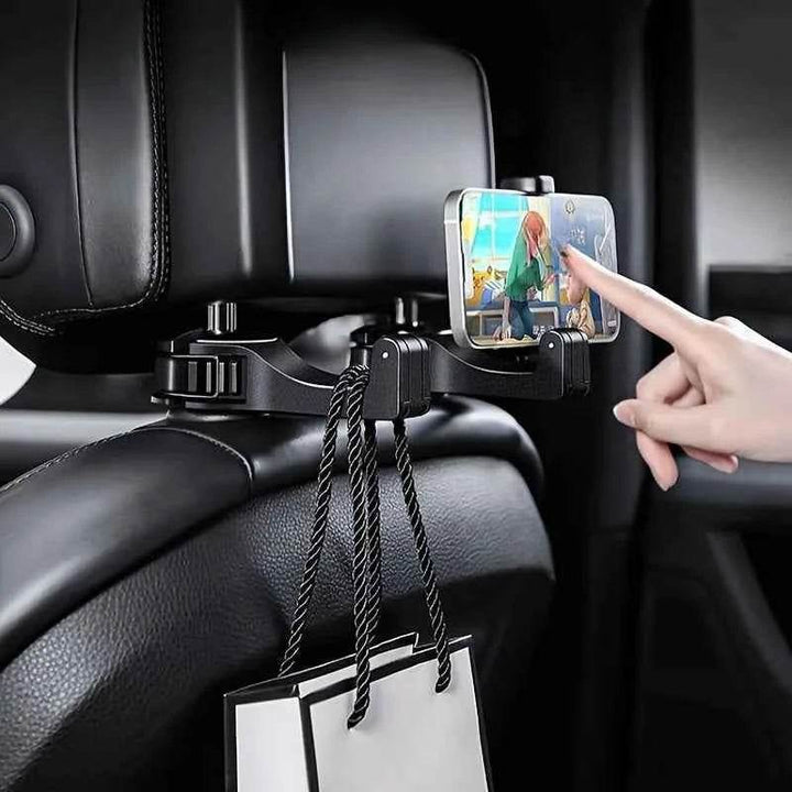 Multifunction Rear Headrest Hook for Car Phone – 2-in-1 Hanger Mount - Carmodza.com