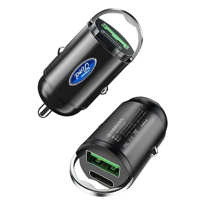 Ford 60W Fast Car Charger with USB-C & USB-A Ports - Carmodza.com