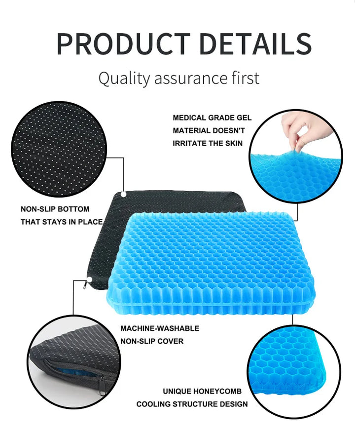 Gel Seat Cushion Car: Breathable Honeycomb Design - Carmodza.com