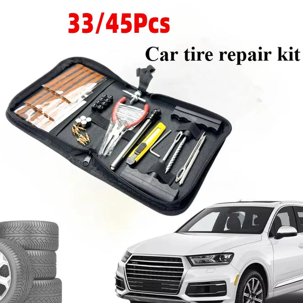 Heavy Duty Car Tire Repair Kit | 33/45Pcs Portable Set - Carmodza.com