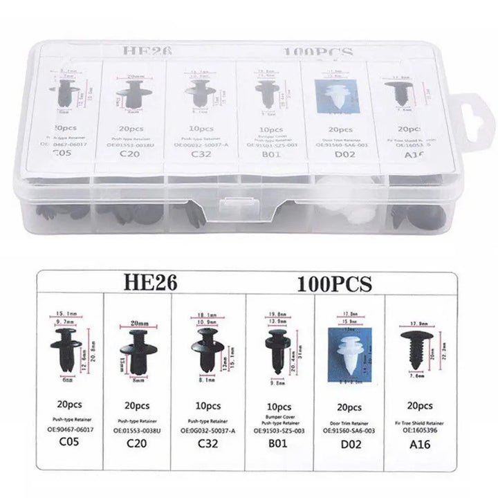 Universal Car Retainer Clips Kit | 100pcs Auto Body Fasteners - Carmodza.com