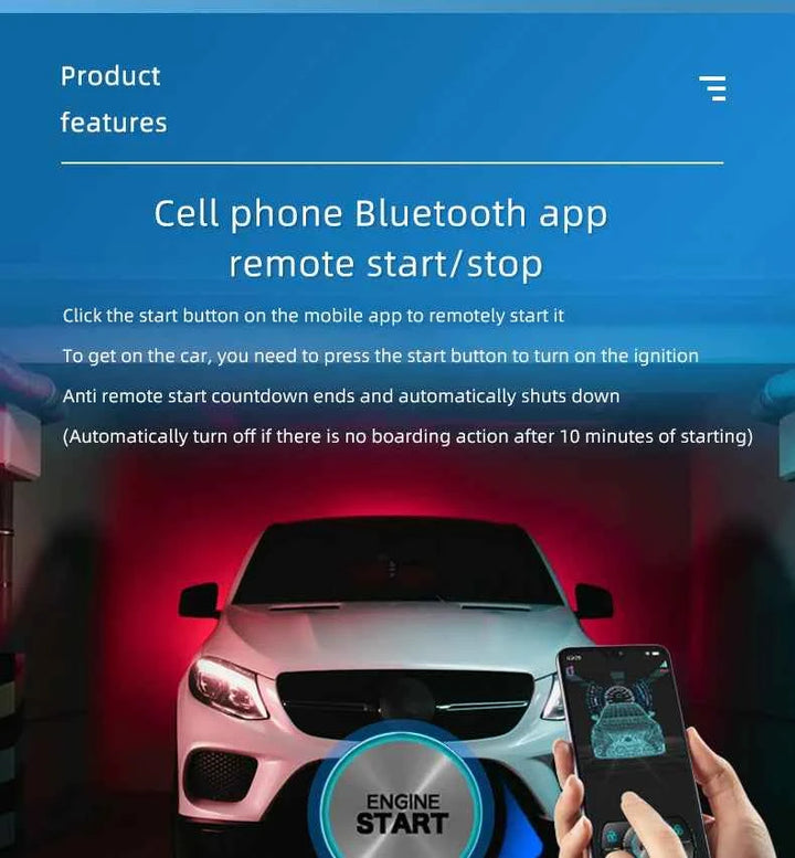 Universal Car Alarm Auto Start Stop System Remote Control Engine Ignition Autostart Kit Keyless Push Start System Car Accessorie