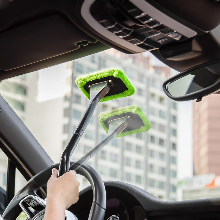 Car Windshield Cleaning Tool with Long Handle & Microfiber Pad - Carmodza.com