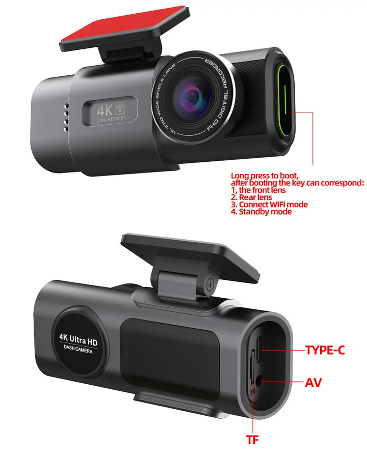 4K UHD Dash Cam Recorder - Car Camera with WiFi & GPS - Carmodza.com