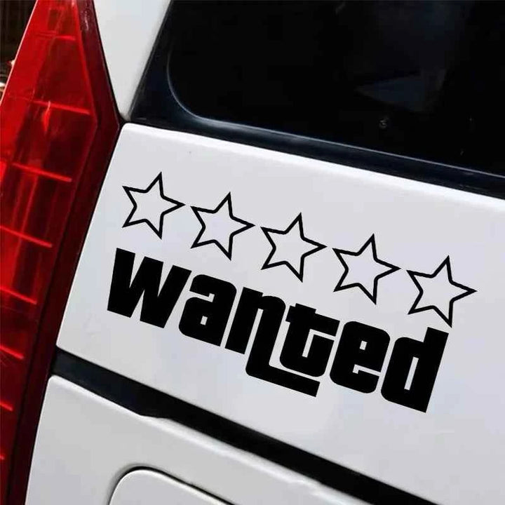 Wanted Pentagram Car Sticker | 5-Star Vinyl Decal for Car