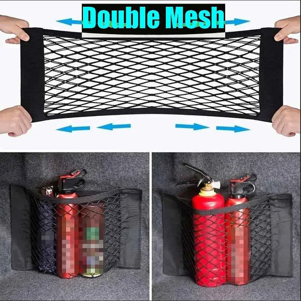 Car Trunk Mesh Organizer Net | Double-Layer Vehicle Storage Bag - Carmodza.com