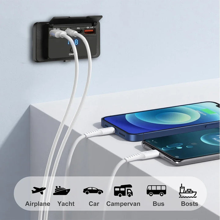 Fast Charge Car Socket Adapter with Switch | 12V-24V QC 3.0 & PD - Carmodza.com