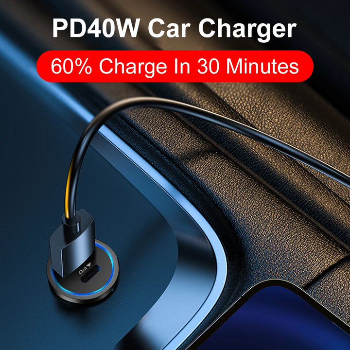 40W Dual USB-C Car Charger | PD 3.0 Fast Charging Adapter - Carmodza.com