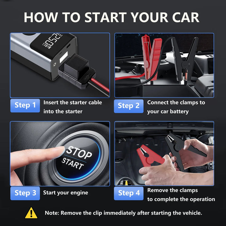 4 In 1 Car Jump Starter 7500A PowerBank with 150PSI Air Pump and 12V Battery Booster for 10.0L Gasoline and 8.0L Diesel Engines - Carmodza.com