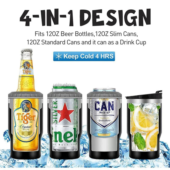 Car Insulated Can Cooler Cup – 4-in-1 Stainless Steel Tumbler - Carmodza.com