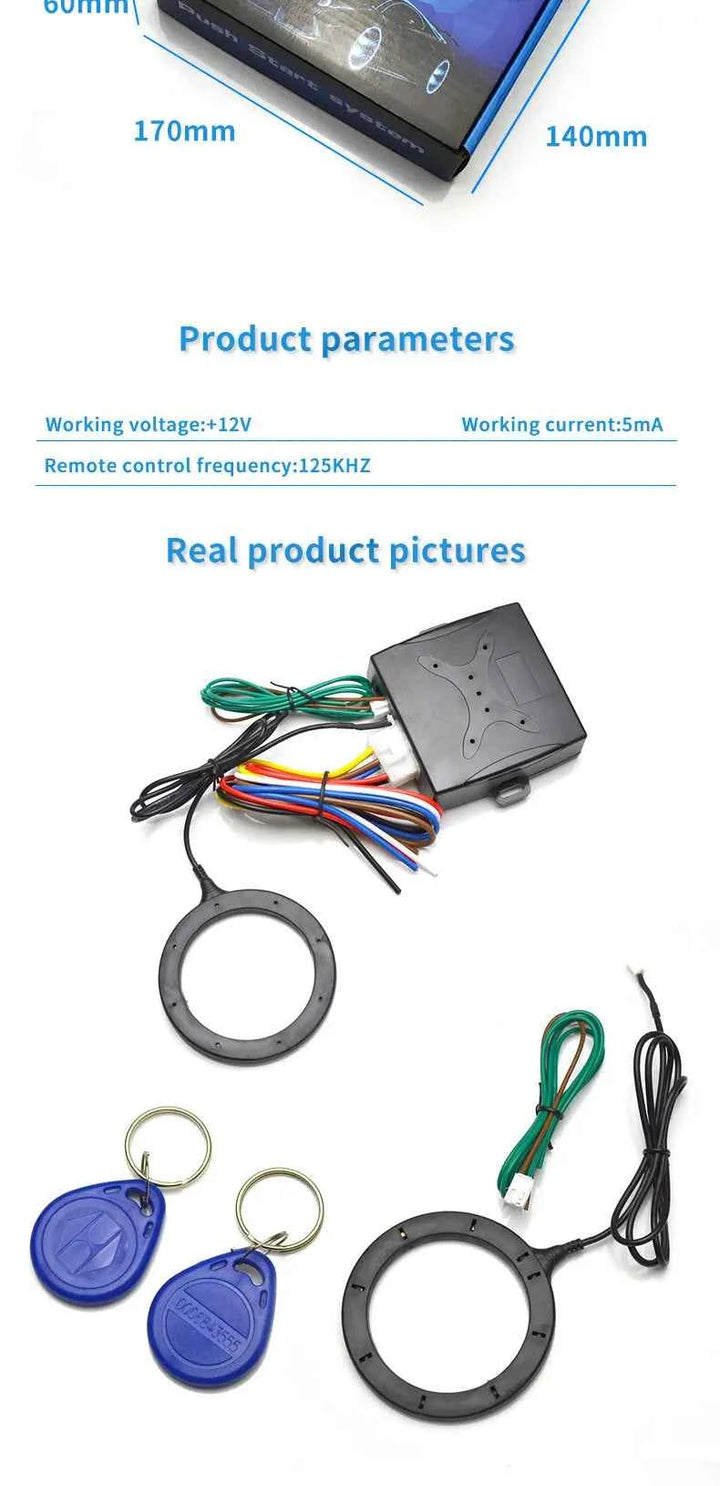 Car Push Start System Push To Start Ignition Kit RFID Technology Passive Inductive Key for 12v Vehicles