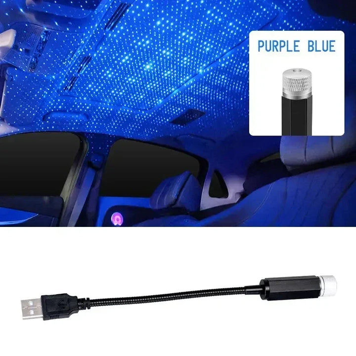 USB Car Galaxy Atmosphere Lamp with LED Star Projector Light - Carmodza.com