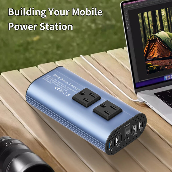 500W Car Power Inverter with Dual AC Outlets & 4 USB Ports - Carmodza.com