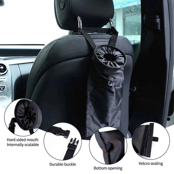 Car Trash Holder Bag Back Seat – Portable Hanging Bin - Carmodza.com