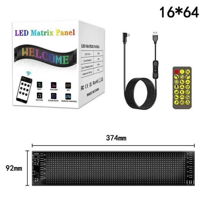 Flexible USB LED Car Display Screen with APP & Remote Control - Carmodza.com