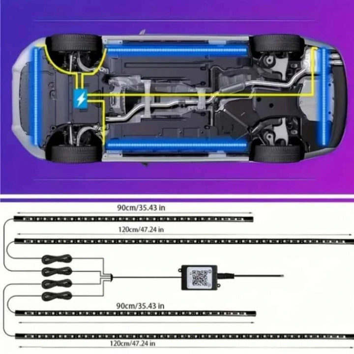 Car Underglow Neon strip Lights RGB 8 Color Music Mode with App/Remote Control for Car Underbody Light Strips for all car