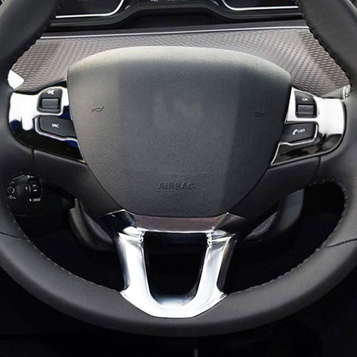 Peugeot 208 2008-2018 Steering Wheel Trim Cover - Glossy Silver ABS - Carmodza.com