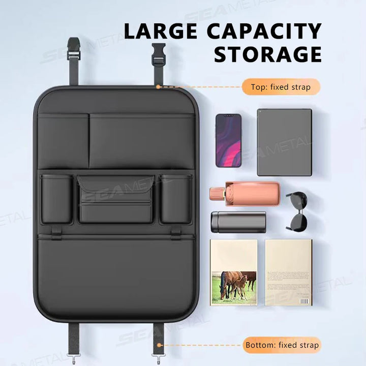 6-Pocket Car Seat Back Storage Bag – PU Leather Organizer - Carmodza.com
